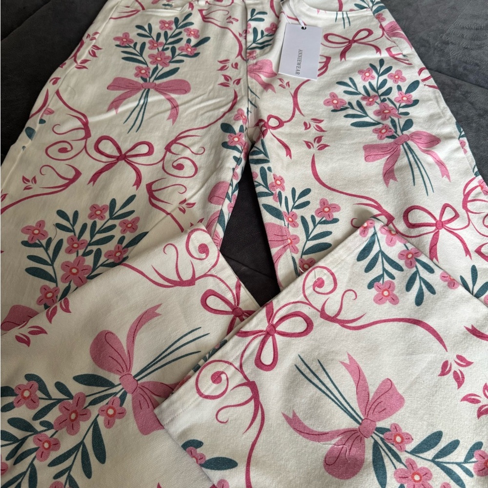 Ribbons of Hope Wide Leg Jeans - Anniewear